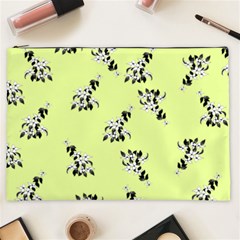 Black And White Vector Flowers At Canary Yellow Cosmetic Bag (xxl) by Casemiro