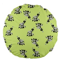 Black And White Vector Flowers At Canary Yellow Large 18  Premium Round Cushions by Casemiro