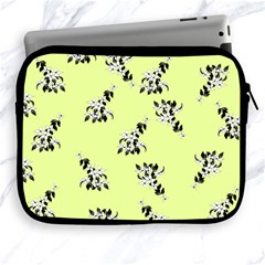 Black And White Vector Flowers At Canary Yellow Apple Ipad 2/3/4 Zipper Cases by Casemiro