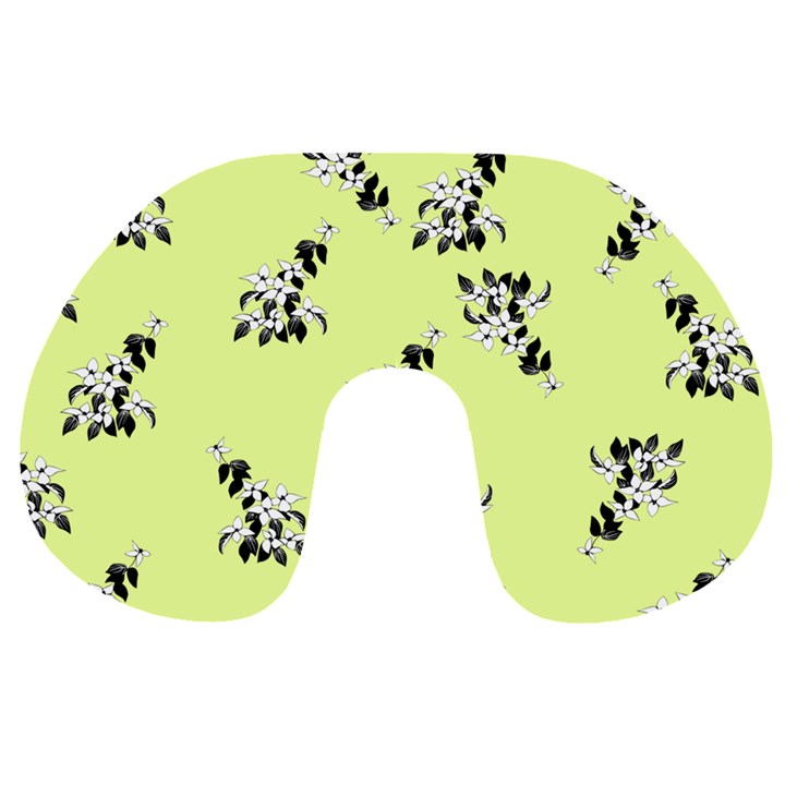 Black and white vector flowers at canary yellow Travel Neck Pillow