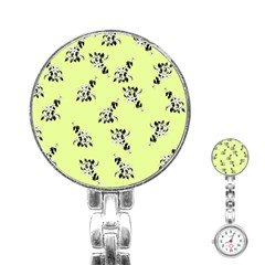 Black And White Vector Flowers At Canary Yellow Stainless Steel Nurses Watch by Casemiro