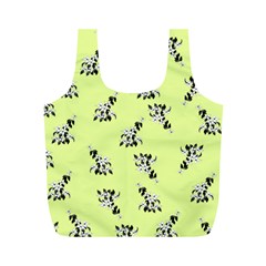 Black And White Vector Flowers At Canary Yellow Full Print Recycle Bag (m) by Casemiro