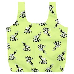 Black And White Vector Flowers At Canary Yellow Full Print Recycle Bag (xl) by Casemiro