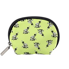 Black And White Vector Flowers At Canary Yellow Accessory Pouch (small) by Casemiro