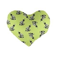 Black And White Vector Flowers At Canary Yellow Standard 16  Premium Flano Heart Shape Cushions by Casemiro