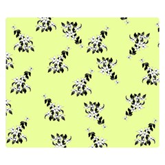 Black And White Vector Flowers At Canary Yellow Double Sided Flano Blanket (small)  by Casemiro