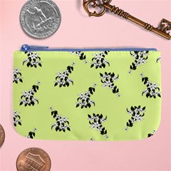 Black And White Vector Flowers At Canary Yellow Large Coin Purse by Casemiro