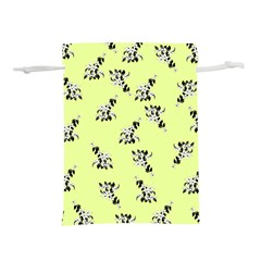 Black And White Vector Flowers At Canary Yellow Lightweight Drawstring Pouch (l) by Casemiro