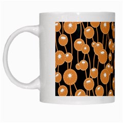 Orange Dandelions On A Dark Background White Mugs by SychEva