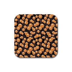 Orange Dandelions On A Dark Background Rubber Square Coaster (4 Pack)  by SychEva