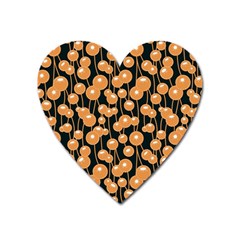 Orange Dandelions On A Dark Background Heart Magnet by SychEva