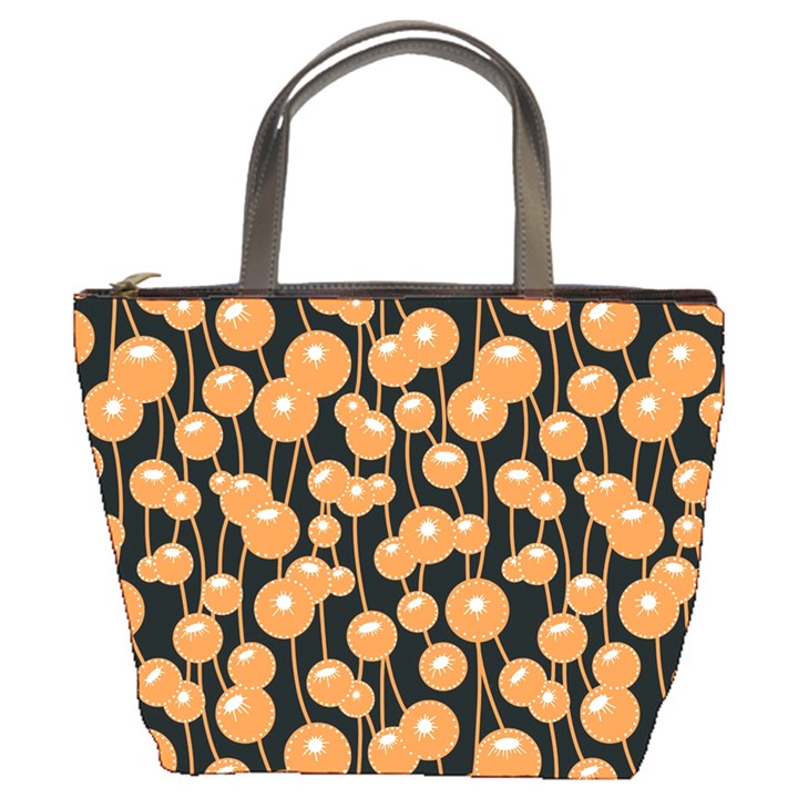 Orange Dandelions On A Dark Background Bucket Bag