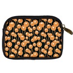 Orange Dandelions On A Dark Background Digital Camera Leather Case Back