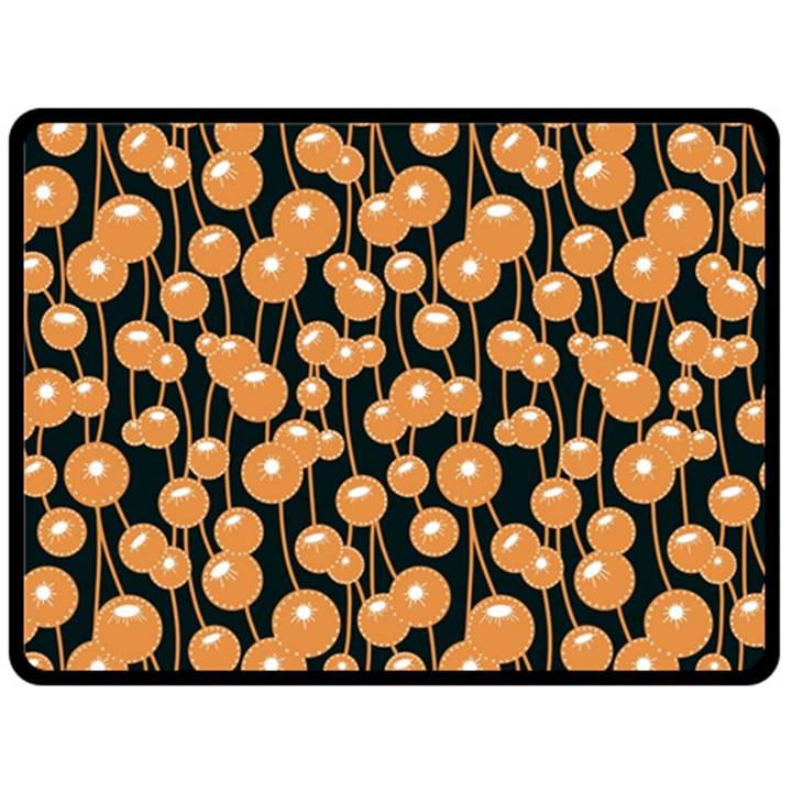 Orange Dandelions On A Dark Background Fleece Blanket (Large) 