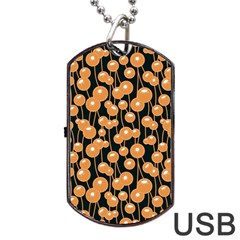 Orange Dandelions On A Dark Background Dog Tag Usb Flash (one Side) by SychEva