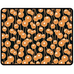 Orange Dandelions On A Dark Background Double Sided Fleece Blanket (medium)  by SychEva