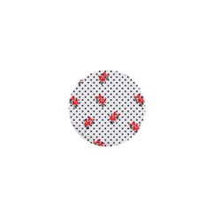 Red Vector Roses And Black Polka Dots Pattern 1  Mini Magnets by Casemiro