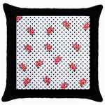 Red vector roses and black polka dots pattern Throw Pillow Case (Black) Front