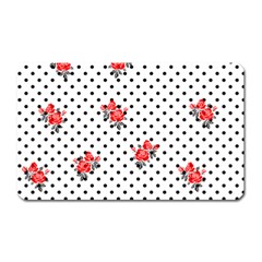 Red Vector Roses And Black Polka Dots Pattern Magnet (rectangular) by Casemiro