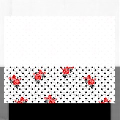 Red Vector Roses And Black Polka Dots Pattern Rectangular Jigsaw Puzzl by Casemiro