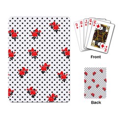 Red Vector Roses And Black Polka Dots Pattern Playing Cards Single Design (rectangle) by Casemiro