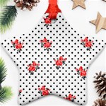 Red vector roses and black polka dots pattern Star Ornament (Two Sides) Front