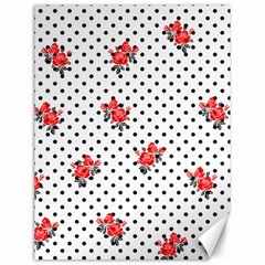 Red Vector Roses And Black Polka Dots Pattern Canvas 18  X 24  by Casemiro