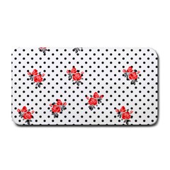 Red Vector Roses And Black Polka Dots Pattern Medium Bar Mats by Casemiro