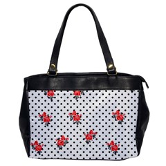 Red Vector Roses And Black Polka Dots Pattern Oversize Office Handbag by Casemiro