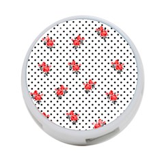 Red Vector Roses And Black Polka Dots Pattern 4-port Usb Hub (one Side) by Casemiro