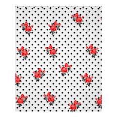 Red Vector Roses And Black Polka Dots Pattern Shower Curtain 60  X 72  (medium)  by Casemiro