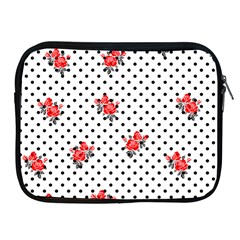 Red Vector Roses And Black Polka Dots Pattern Apple Ipad 2/3/4 Zipper Cases by Casemiro