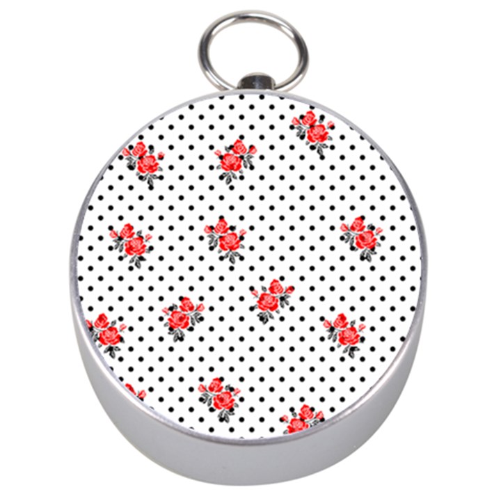 Red vector roses and black polka dots pattern Silver Compasses