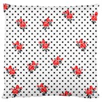 Red vector roses and black polka dots pattern Standard Flano Cushion Case (Two Sides) Front