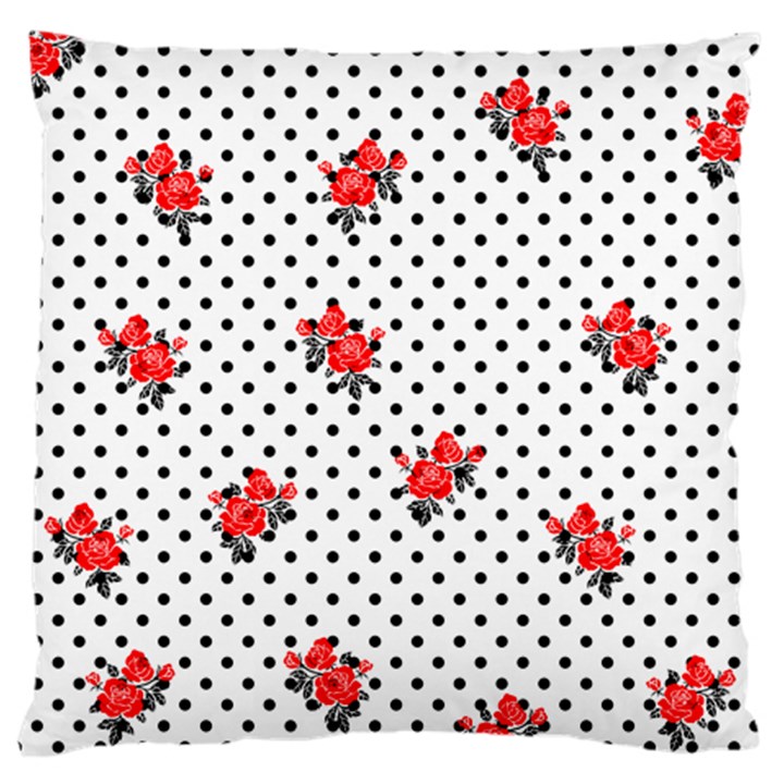 Red vector roses and black polka dots pattern Standard Flano Cushion Case (Two Sides)