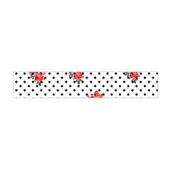 Red Vector Roses And Black Polka Dots Pattern Flano Scarf (mini) by Casemiro