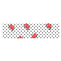 Red Vector Roses And Black Polka Dots Pattern Satin Scarf (oblong) by Casemiro