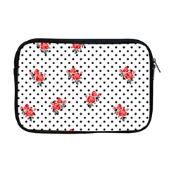 Red Vector Roses And Black Polka Dots Pattern Apple Macbook Pro 17  Zipper Case by Casemiro