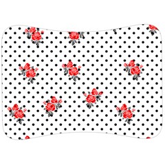 Red Vector Roses And Black Polka Dots Pattern Velour Seat Head Rest Cushion by Casemiro