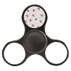 Red Vector Roses And Black Polka Dots Pattern Finger Spinner by Casemiro