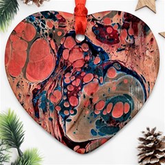 Abstract Marbling Heart Ornament (two Sides) by kaleidomarblingart