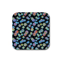 Multi-colored Circles Rubber Square Coaster (4 pack) 