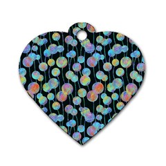 Multi-colored Circles Dog Tag Heart (One Side)