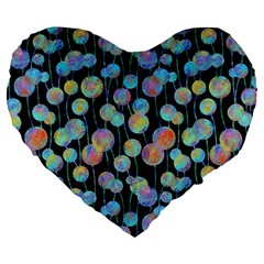 Multi-colored Circles Large 19  Premium Heart Shape Cushions