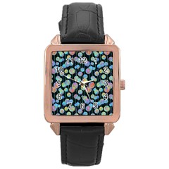 Multi-colored Circles Rose Gold Leather Watch 