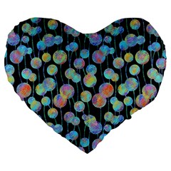 Multi-colored Circles Large 19  Premium Flano Heart Shape Cushions