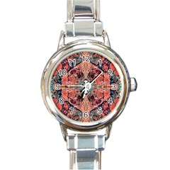 Abstract Marbled Patterns Round Italian Charm Watch by kaleidomarblingart