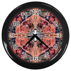 Abstract Marbled Patterns Wall Clock (black) by kaleidomarblingart