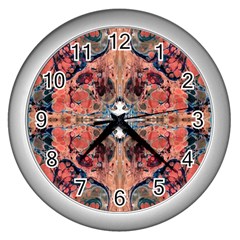 Abstract Marbled Patterns Wall Clock (silver) by kaleidomarblingart