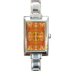 Red Flames Rectangle Italian Charm Watch by kaleidomarblingart